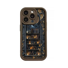 Bookshelf Pattern TPU Phone Case comfortable for iPhone Soft TPU Bumper Drop Protection Rugged Durable Back Cover for Girl and Boy