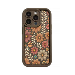Retro Flowers Pattern TPU Phone Case comfortable for iPhone Soft TPU Bumper Drop Protection Rugged Durable Back Cover for Girl and Boy