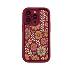 Retro Flowers Pattern TPU Phone Case comfortable for iPhone Soft TPU Bumper Drop Protection Rugged Durable Back Cover for Girl and Boy