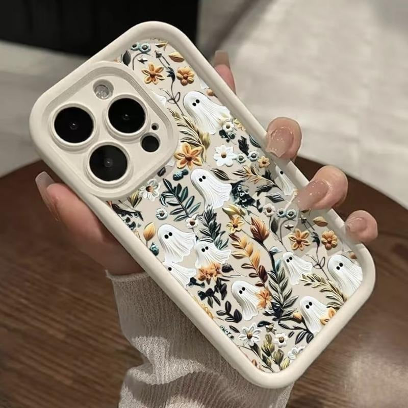 Spooky Garden Pattern TPU Phone Case comfortable for iPhone Soft TPU Bumper Drop Protection Rugged Durable Back Cover for Girl and Boy