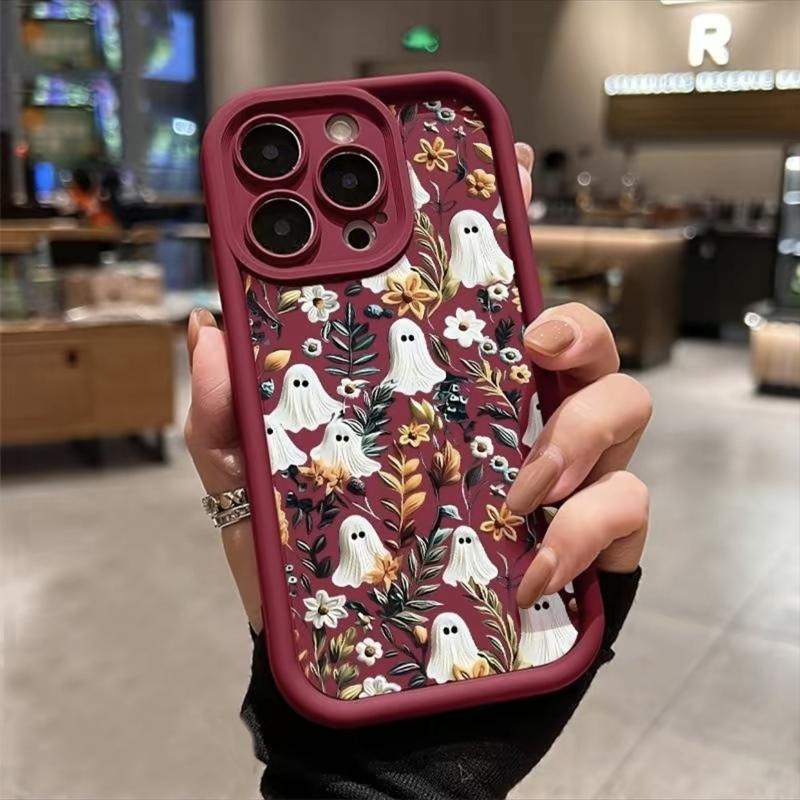 Spooky Garden Pattern TPU Phone Case comfortable for iPhone Soft TPU Bumper Drop Protection Rugged Durable Back Cover for Girl and Boy