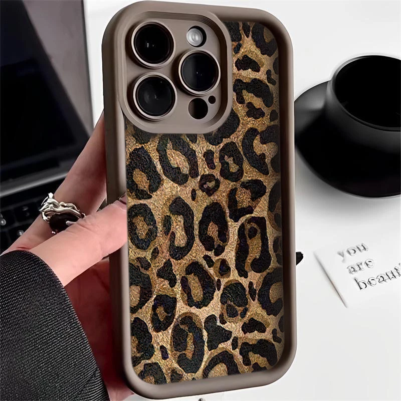 Leopard print Pattern TPU Phone Case comfortable for iPhone E Soft TPU Bumper Drop Protection Rugged Durable Back Cover for Girl and Boy