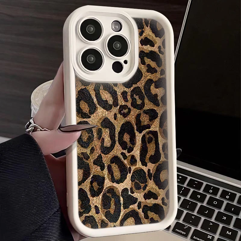 Leopard print Pattern TPU Phone Case comfortable for iPhone E Soft TPU Bumper Drop Protection Rugged Durable Back Cover for Girl and Boy