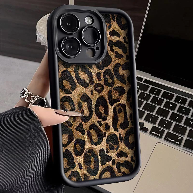 Leopard print Pattern TPU Phone Case comfortable for iPhone E Soft TPU Bumper Drop Protection Rugged Durable Back Cover for Girl and Boy