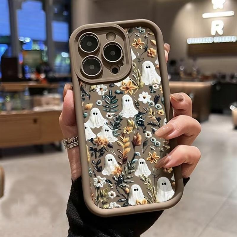 Spooky Garden Pattern TPU Phone Case comfortable for iPhone Soft TPU Bumper Drop Protection Rugged Durable Back Cover for Girl and Boy