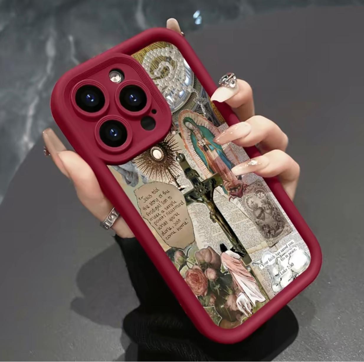 Fashion Religion Pattern TPU Phone Case comfortable for iPhone Soft TPU Bumper Drop Protection Rugged Durable Back Cover for Girl and Boy