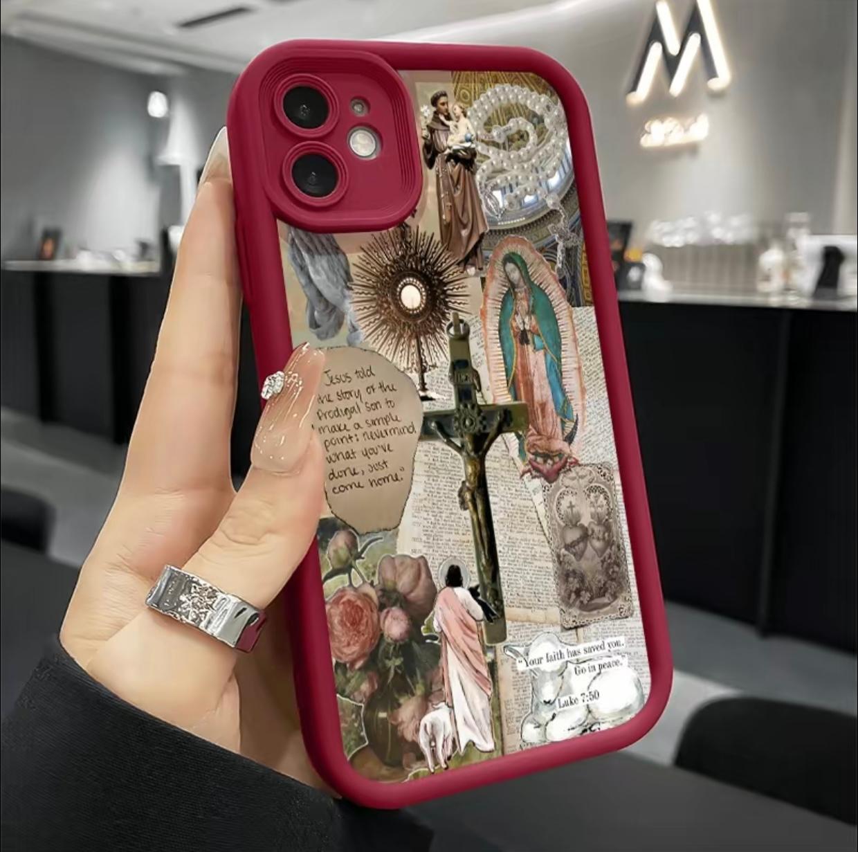 Fashion Religion Pattern TPU Phone Case comfortable for iPhone Soft TPU Bumper Drop Protection Rugged Durable Back Cover for Girl and Boy