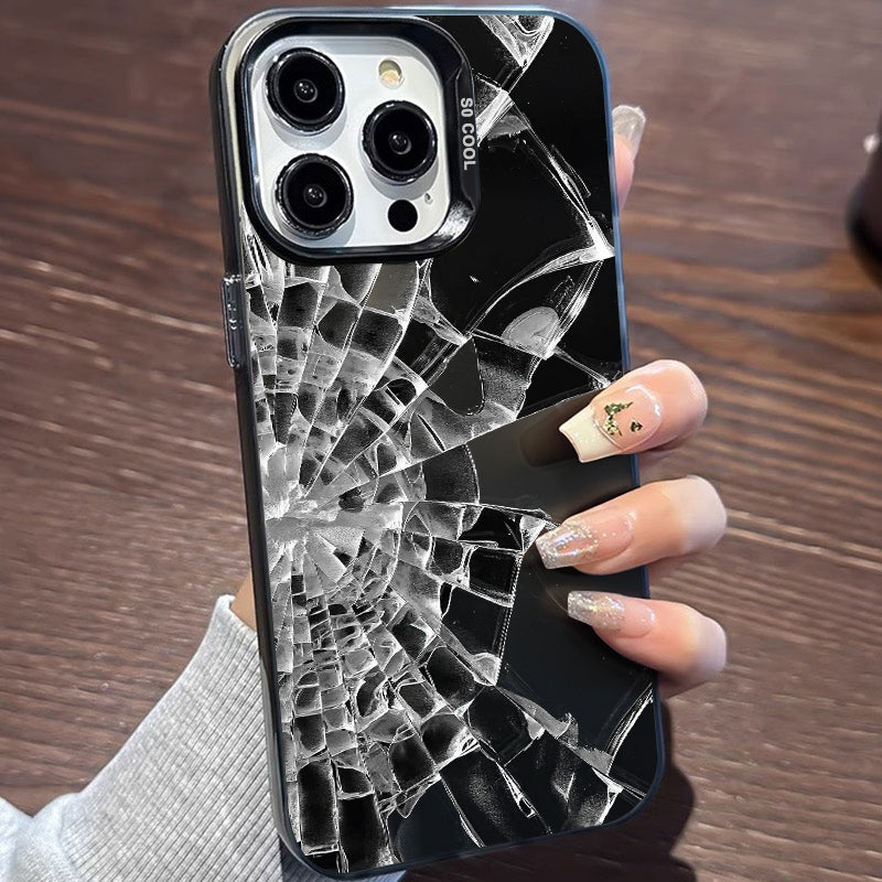 broken glass Case comfortable for iPhone Soft TPU Bumper Drop Protection Rugged Durable Back Cover for Girl and Boy