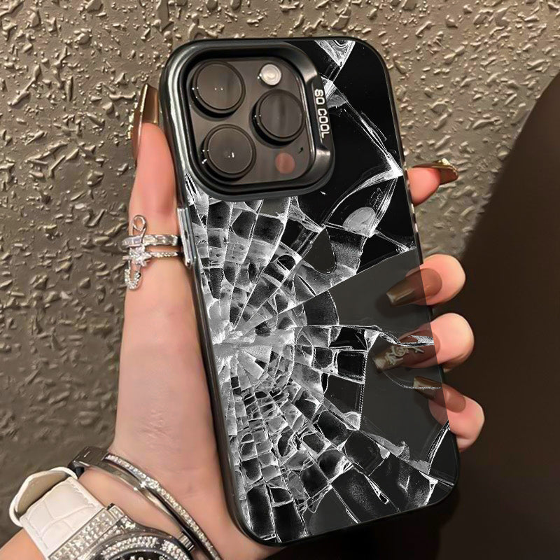broken glass Case comfortable for iPhone Soft TPU Bumper Drop Protection Rugged Durable Back Cover for Girl and Boy