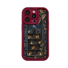 Bookshelf Pattern TPU Phone Case comfortable for iPhone Soft TPU Bumper Drop Protection Rugged Durable Back Cover for Girl and Boy