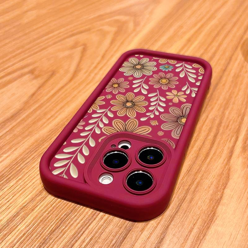 Retro Flowers Pattern TPU Phone Case comfortable for iPhone Soft TPU Bumper Drop Protection Rugged Durable Back Cover for Girl and Boy