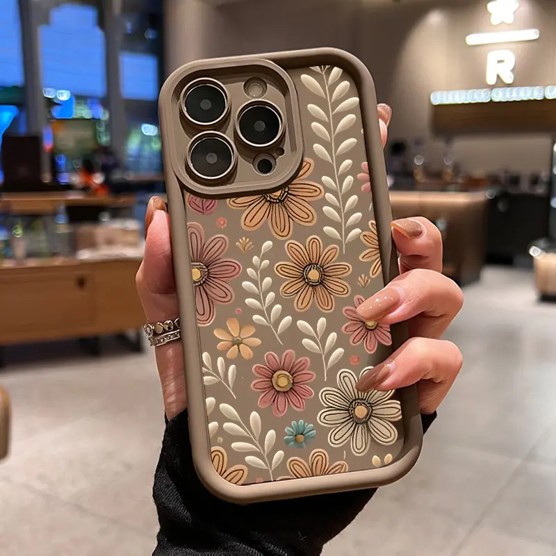 Retro Flowers Pattern TPU Phone Case comfortable for iPhone Soft TPU Bumper Drop Protection Rugged Durable Back Cover for Girl and Boy